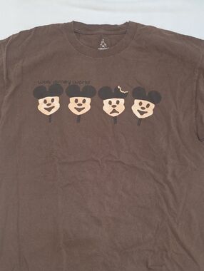 Disney Brown Short-Sleeve Tee with Mickey Popcorn Faces